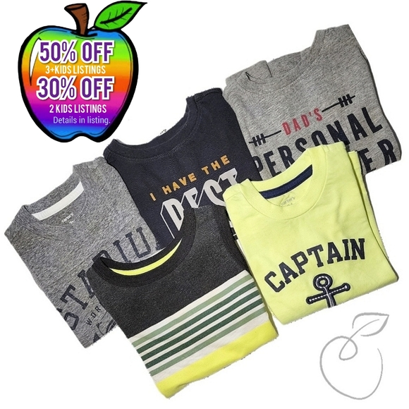 Carter's Other - BOY'S SHORT SLEEVE TEES 5 PC BUNDLE SIZE 2T